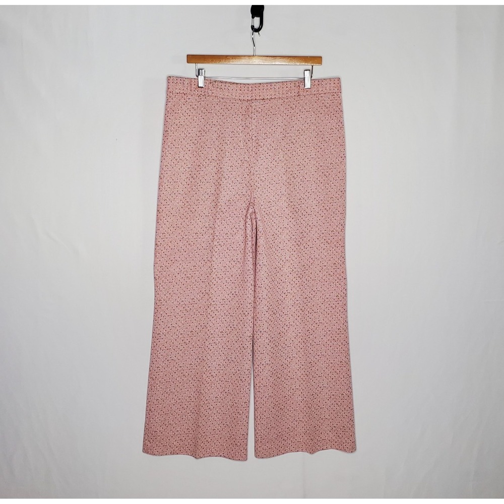Vintage 70s Union Made Double Knit Pants Womens XL Multicolor Wide Leg 60s Mod